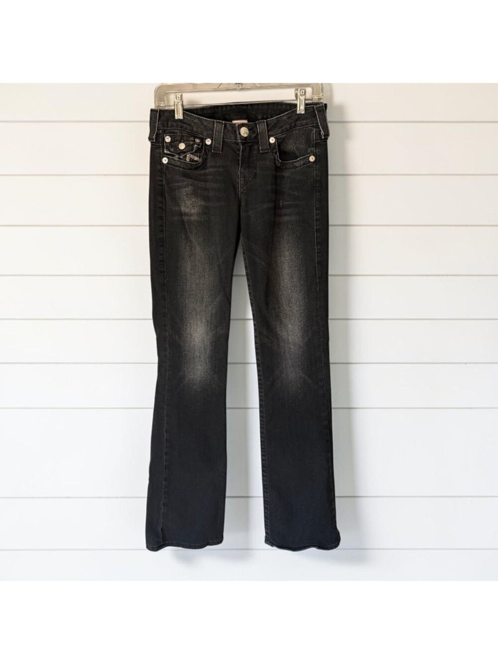 True Religion Becky Bootcut Jeans Womens 25 Black Low Rise Y2K Made USA